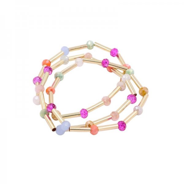 Faceted Bead Tube Bracelet Set