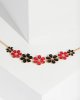 Multi Colour Multi Sized Crystal Flowers Necklace